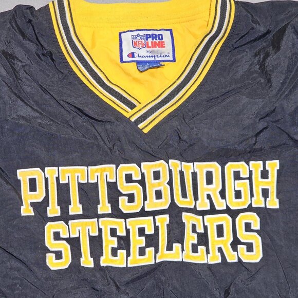 Vintage 90s Pittsburgh Steelers Champion NFL Pro Line Pullover Jacket L EUC - Picture 3 of 8